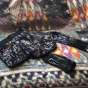Black Sequin Goth Leggings size M